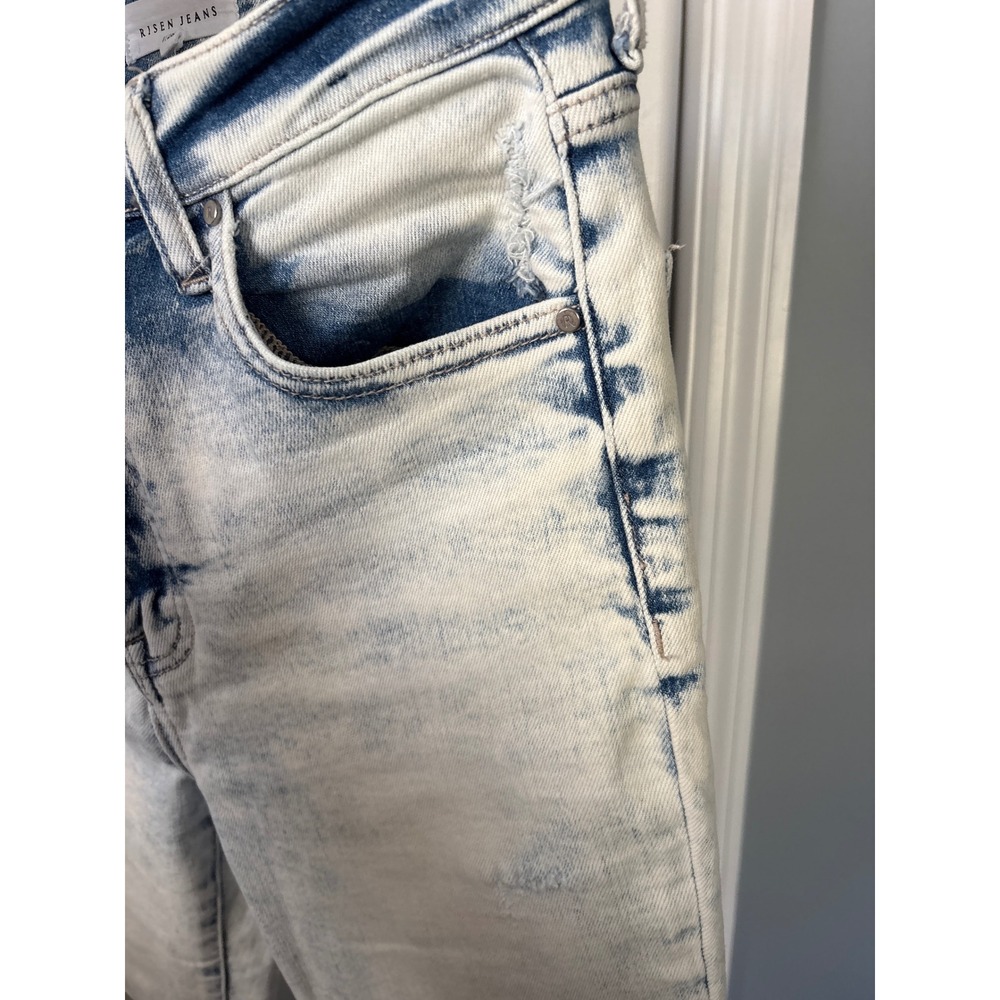 Risen Jeans Womens 7/28 Light Acid Wash High Rise Slim Fit Distressed Denim - Picture 5 of 9